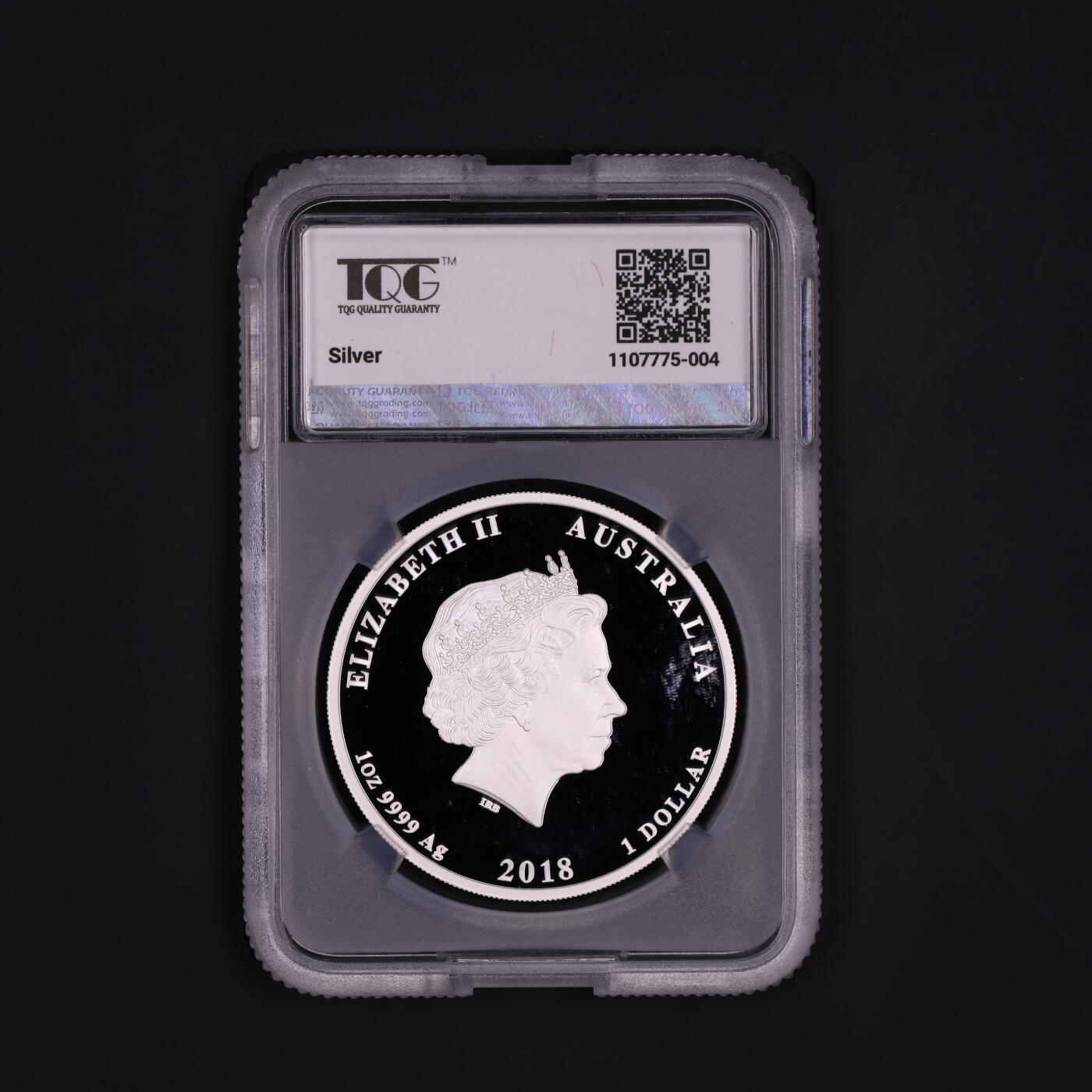 PThappally收藏第54次拍卖，英联邦地区硬币纸币 澳大利亚 2018  1元  “伊丽莎白二世加冕 65 周年” 纯银纪念币 TQG PF68+UC