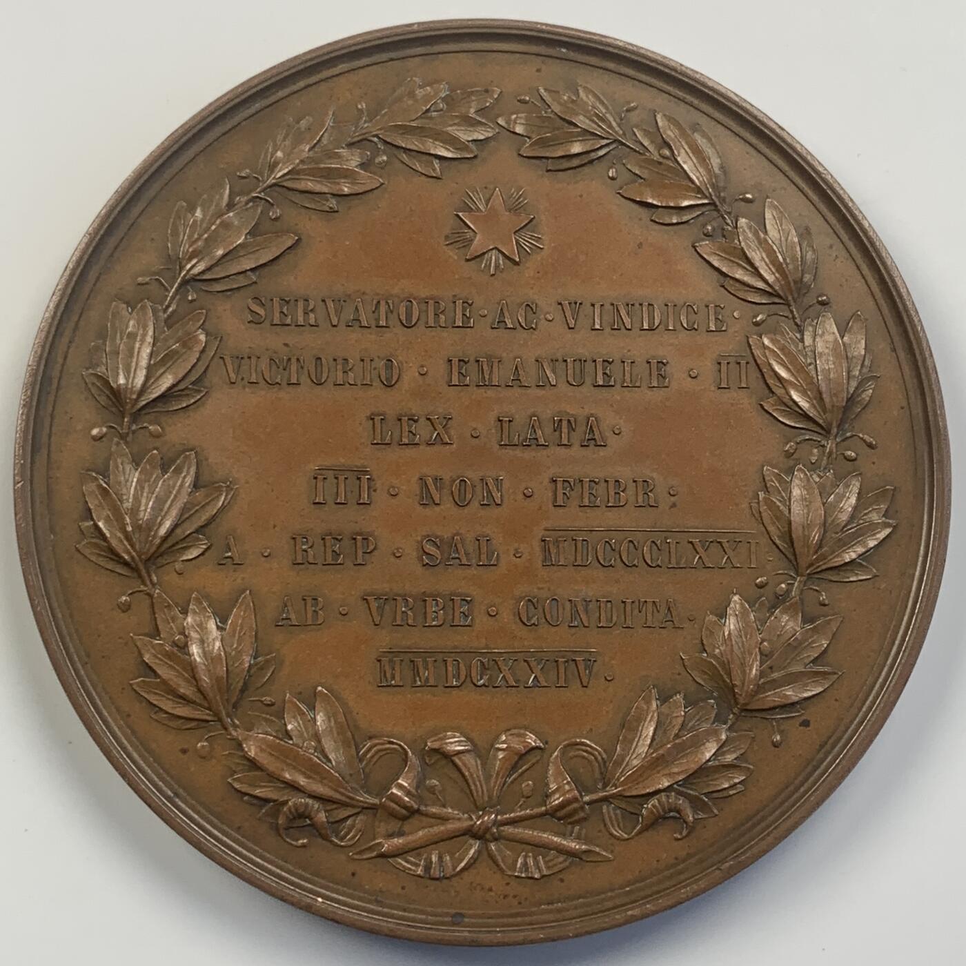 掌中浮雕-藏着的欧洲第042场 1871年意大利王国全国统一并迁都罗马纪念大铜章，75mm