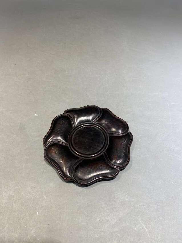兰馨堂瓷器专场 紫檀木雕红木茶杯托盘