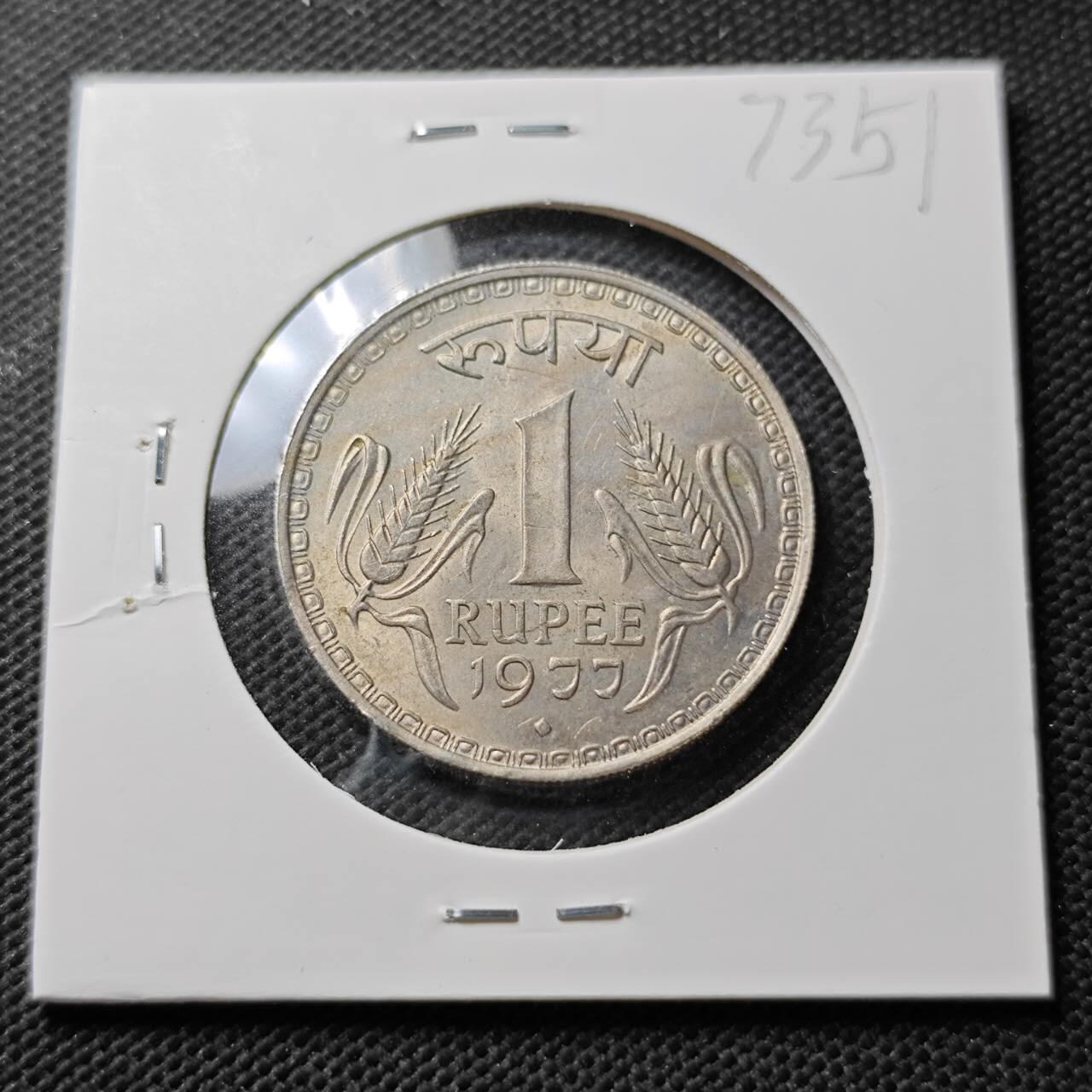 KK钱币收藏小铺  第373场  2月预留时间 周末发货  1977印度1卢比 大卢比 好品