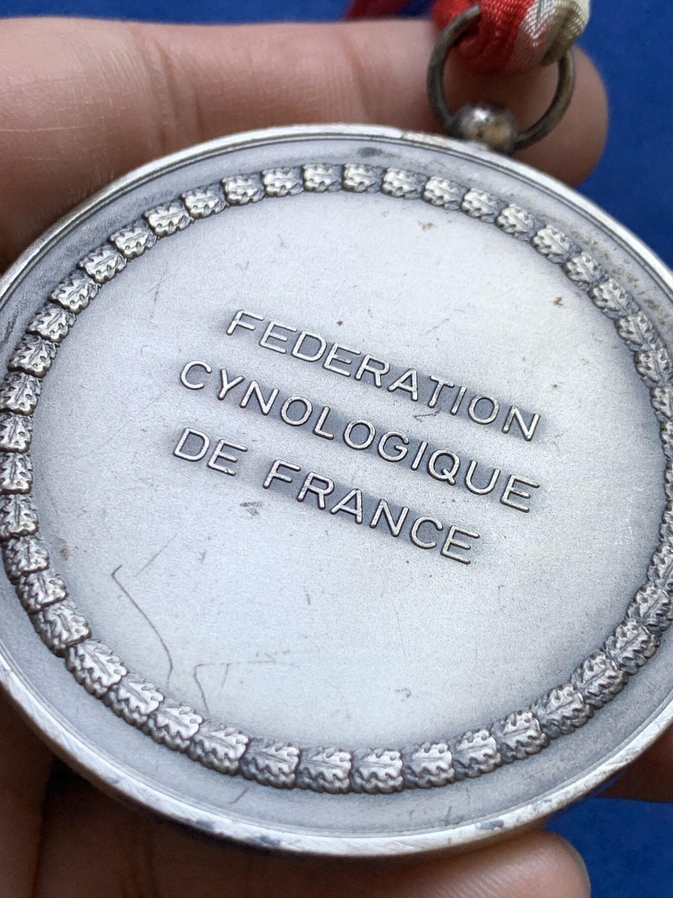 《竞宝斋》第439场 周日，周一，周二 3场连拍 （全场包邮） 法国犬业联合会镀银纪念章 总重约84.5克 59.8mm