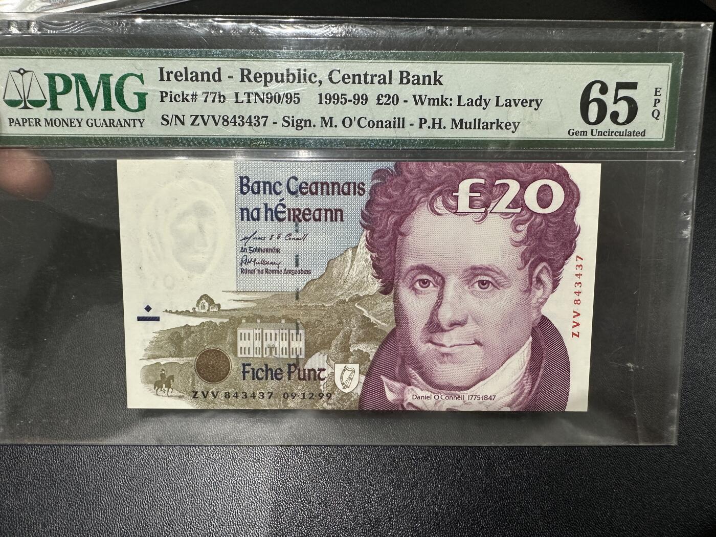 《外钞收藏家》第五百八十六期（品种丰富、精品多）（本平台长期征集拍品、欢迎藏友们联系合作） 1999年爱尔兰20镑 全新 为PMG65剪壳裸币