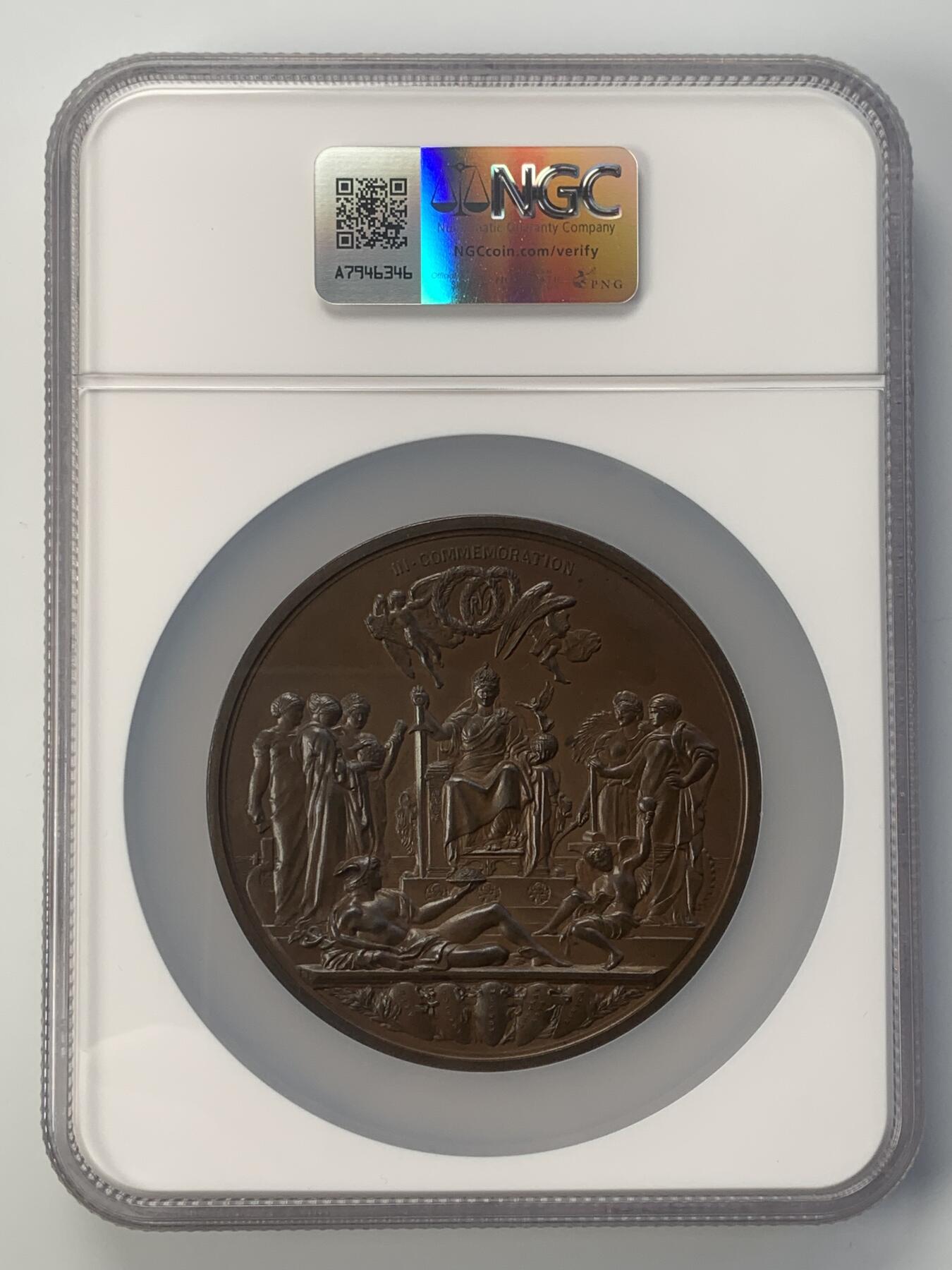 掌中浮雕-藏着的欧洲第042场 NGC MS63: 1887年维多利亚女王登基50年铜章, 77mm，J.E. Boehm and F. Leighton雕刻 , 英国章目录BHM-3219