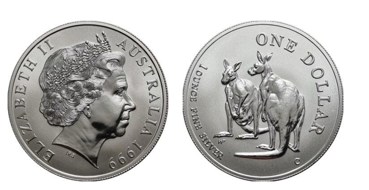 PThappally收藏第54次拍卖，英联邦地区硬币纸币 澳大利亚 1999 1元 袋鼠主题 1 盎司纯银纪念币 TQG MS 69