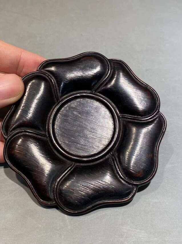 兰馨堂瓷器专场 紫檀木雕红木茶杯托盘