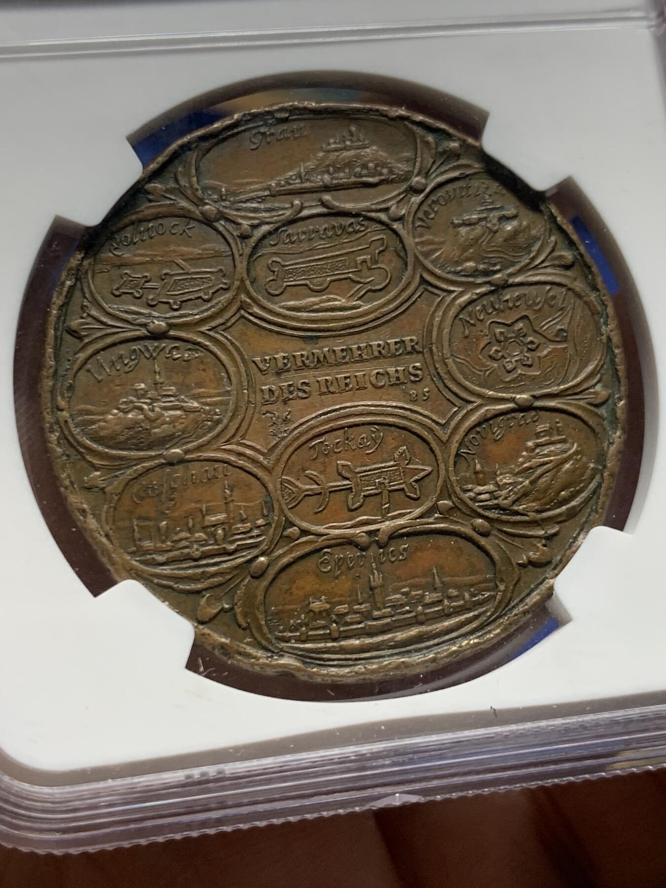 《竞宝斋》第439场 周日，周一，周二 3场连拍 （全场包邮） NGC XFD 神圣罗马帝国利奥波德一世时期1685年维也纳围城战役纪念章