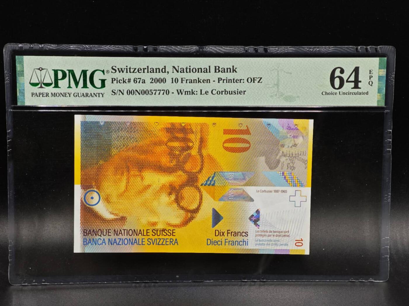 【淘币小摊】限时拍第八百拍  纸币场  满百包邮可预留两周  周一统一发货  瑞士10法郎 PMG 64