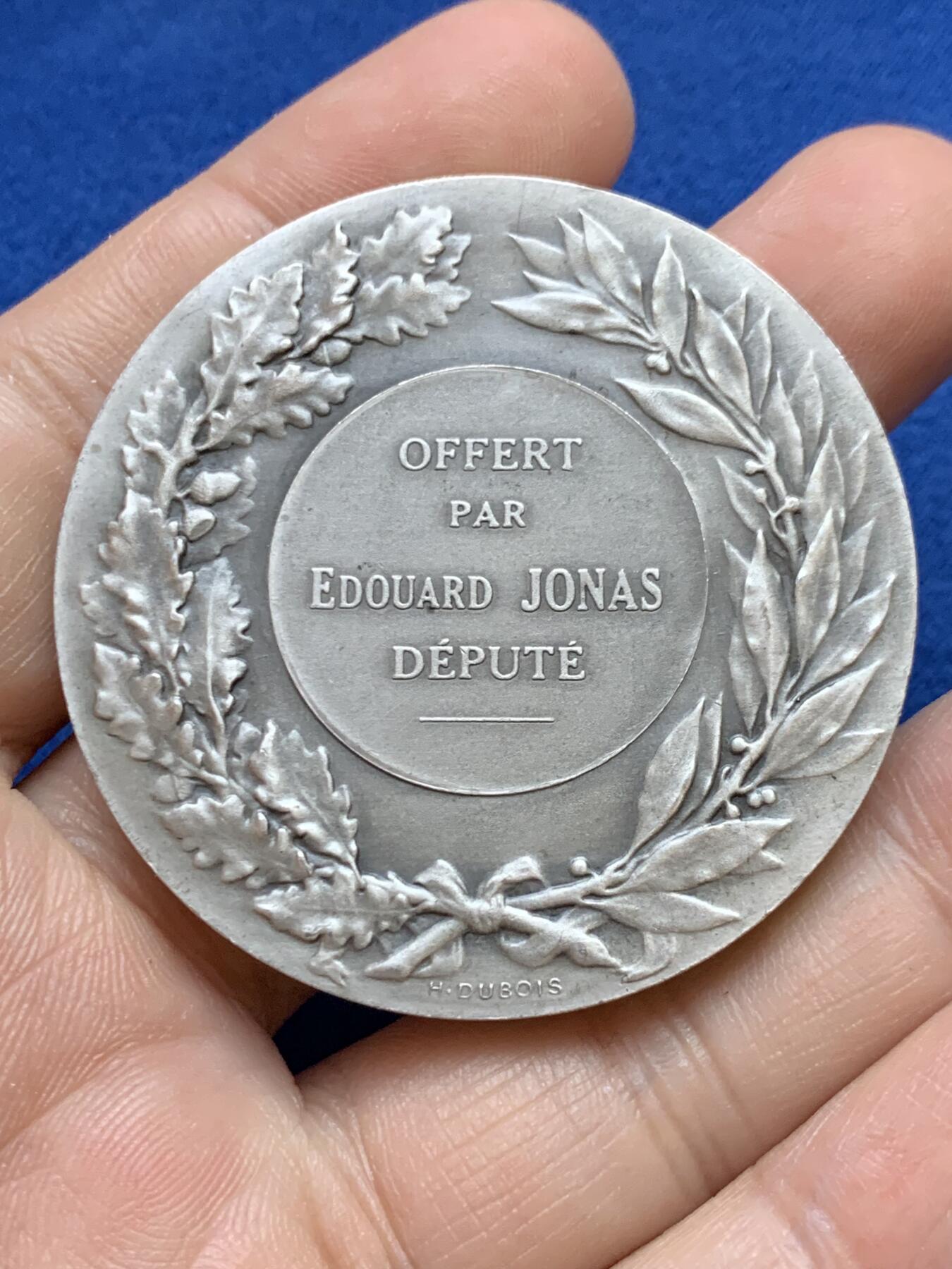 《竞宝斋》第439场 周日，周一，周二 3场连拍 （全场包邮） 法国参议员镀银大铜章 杜布瓦名作 直径49.6mm 重量57.2g