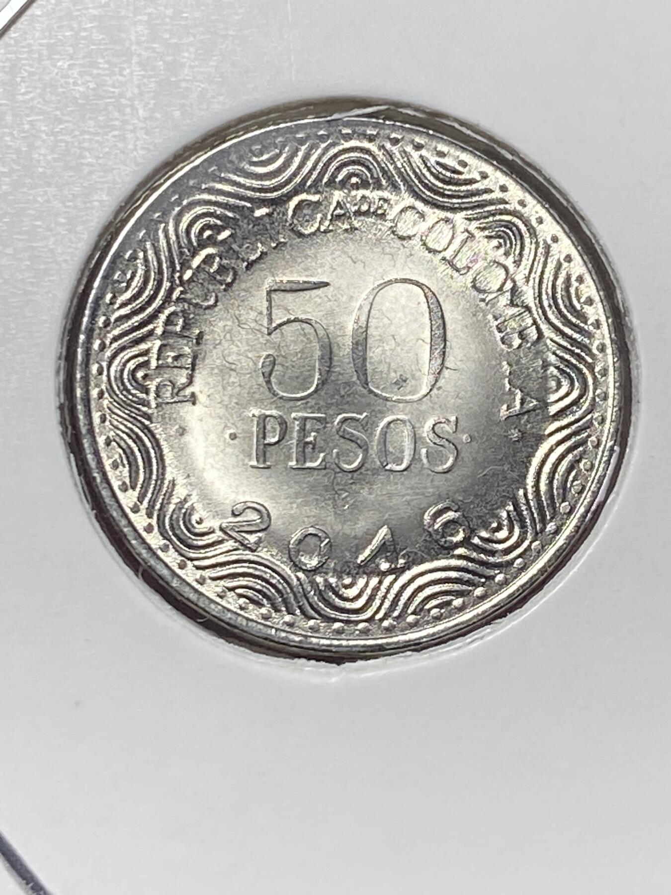 2025年第一百三十场(总第一百五十六场）外国好品纸夹散币场(免佣金) 原光未流通–哥伦比亚🇨🇴2016年50比索(最新版，眼镜熊图案)