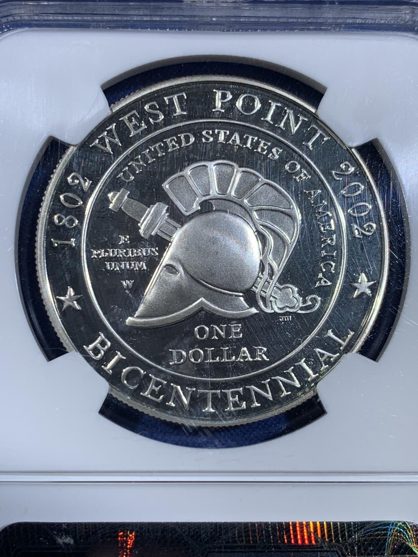 《竞宝斋》第439场 周日，周一，周二 3场连拍 （全场包邮） NGC PF69UC 美国2002年西点军校200周年精制纪念银币 获奖币