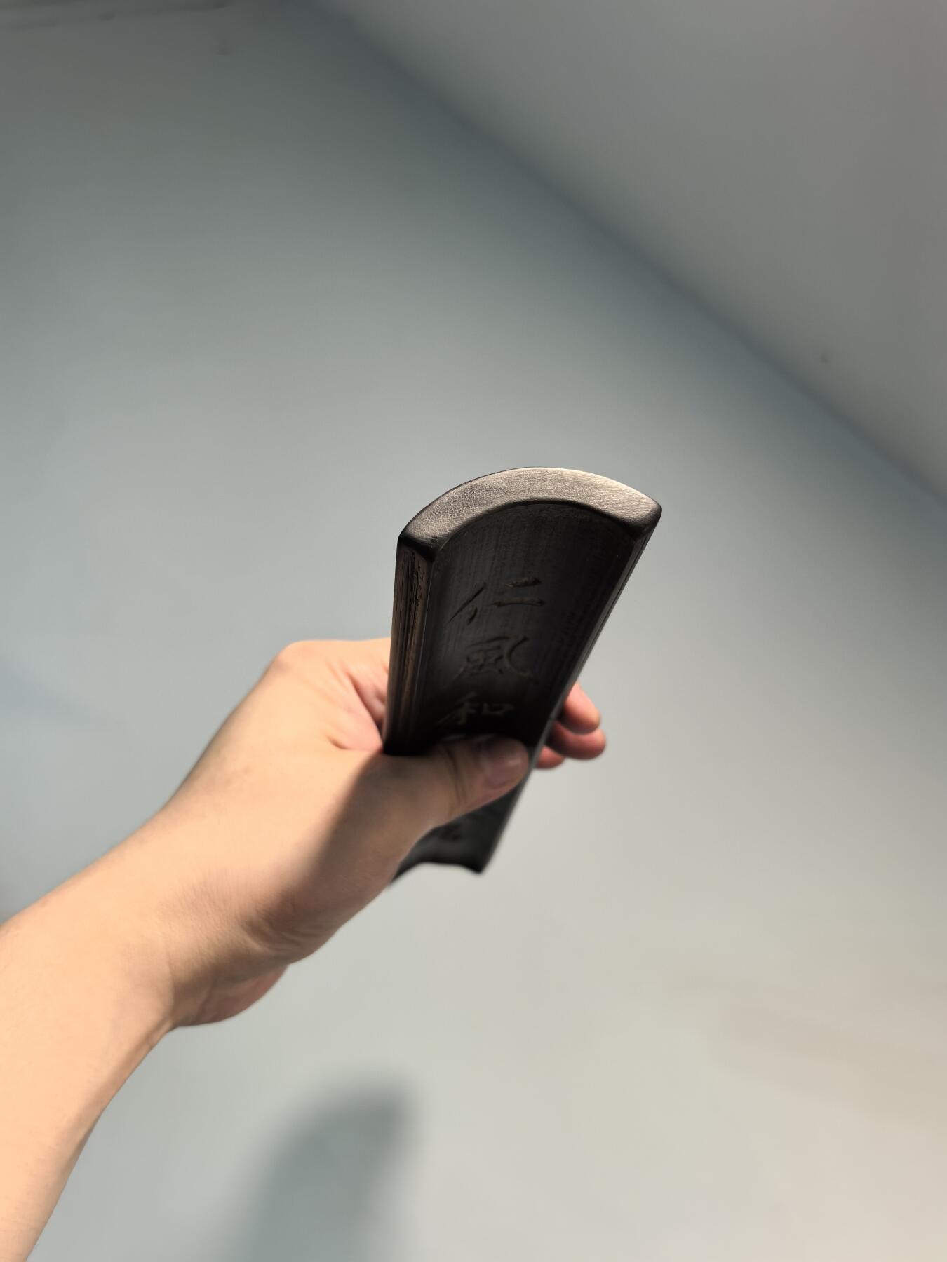 兰馨堂古玩杂项专场 老竹雕双面诗文素镇纸摆件 双面雕工