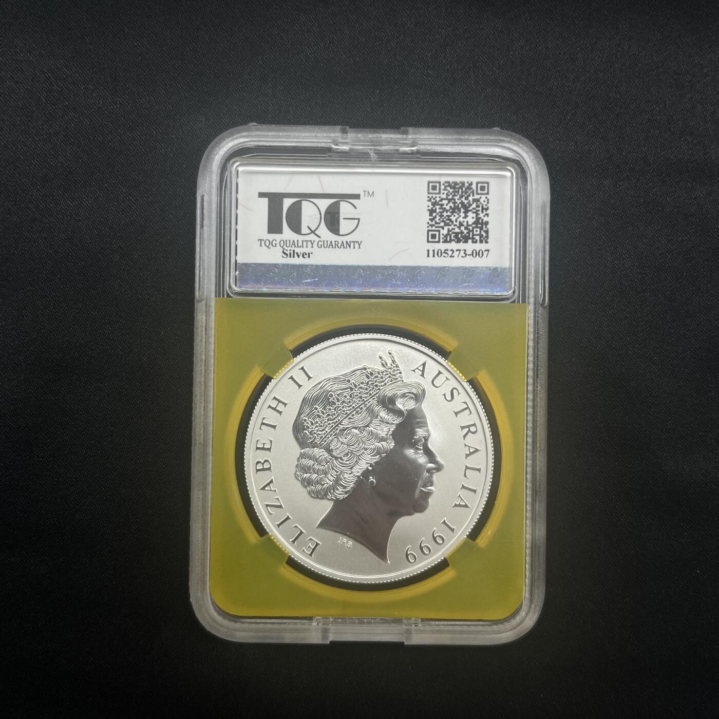 PThappally收藏第54次拍卖，英联邦地区硬币纸币 澳大利亚 1999 1元 袋鼠主题 1 盎司纯银纪念币 TQG MS 69