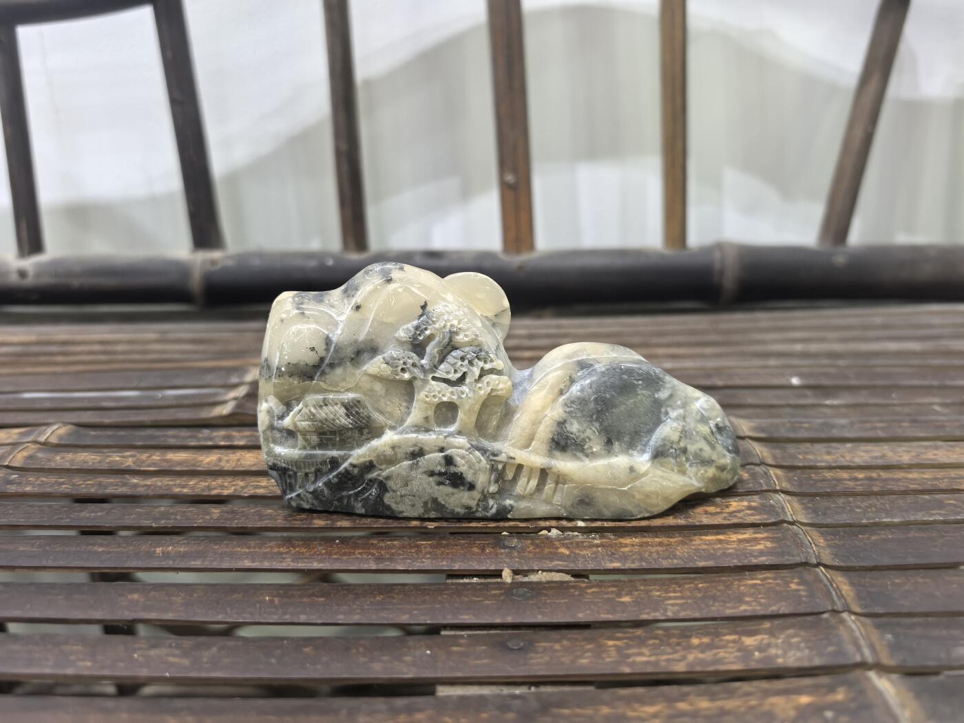 兰馨堂瓷器专场 寿山石高山水墨摆件