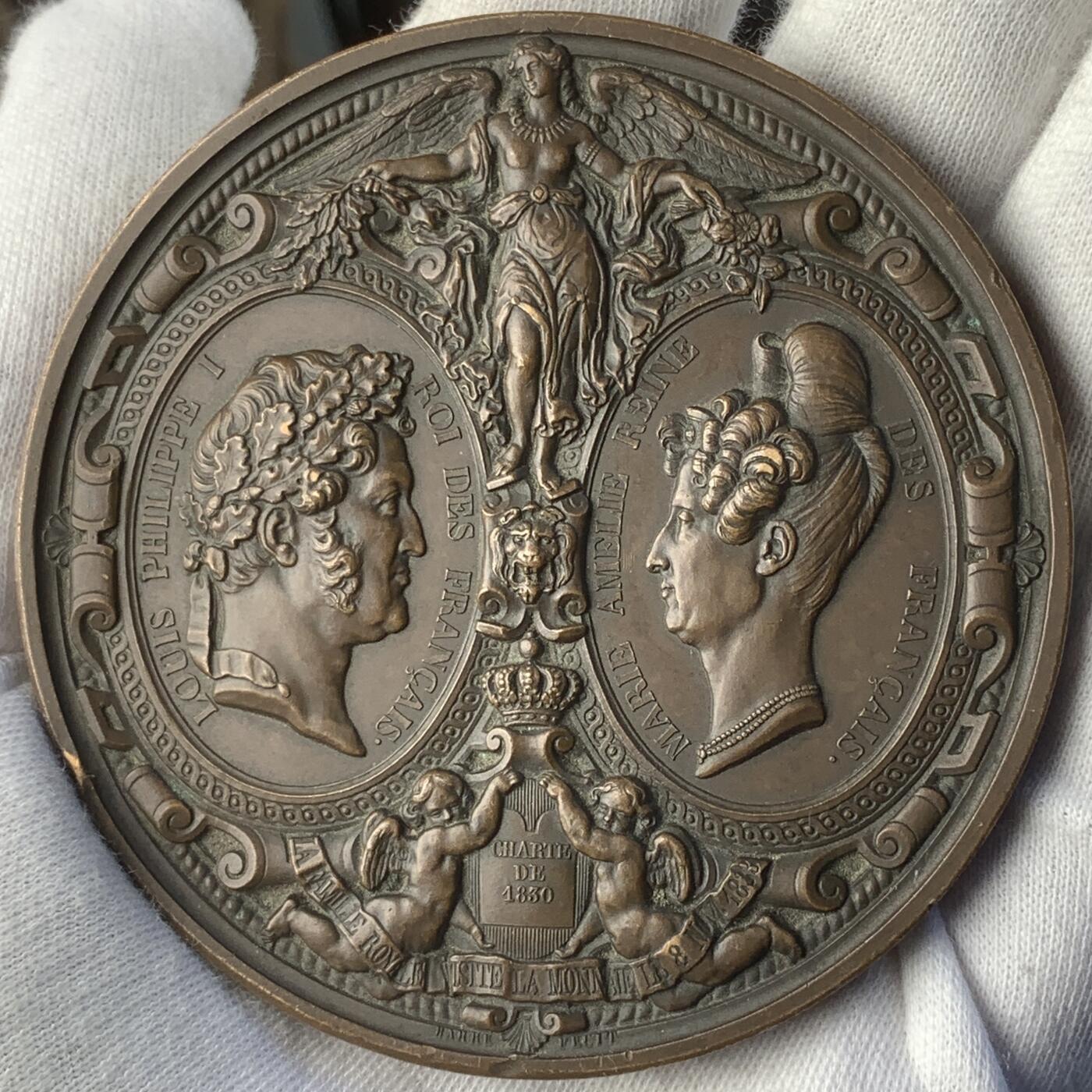 掌中浮雕-藏着的欧洲第042场 1833年法国菲利普访问造币厂大铜章，75mm，光边原铸