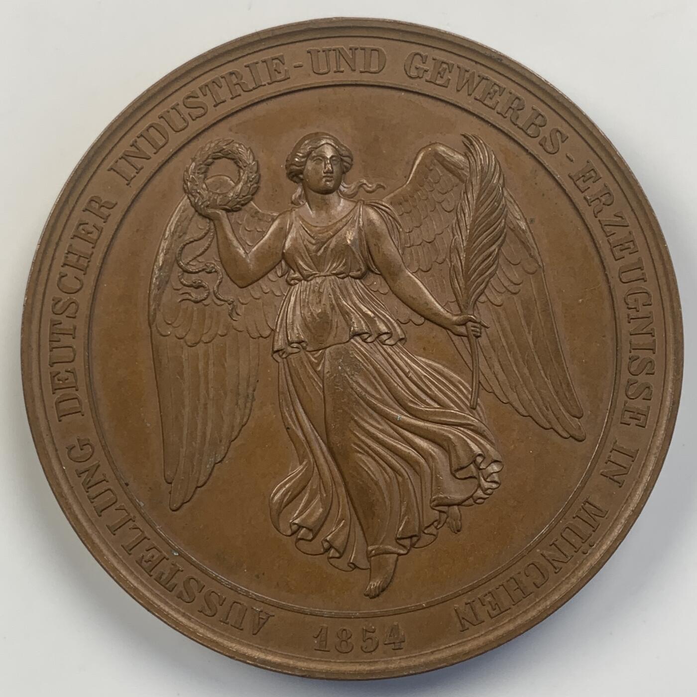 掌中浮雕-藏着的欧洲第042场 1854年德国巴伐利亚慕尼黑商业博览会铜章，56mm