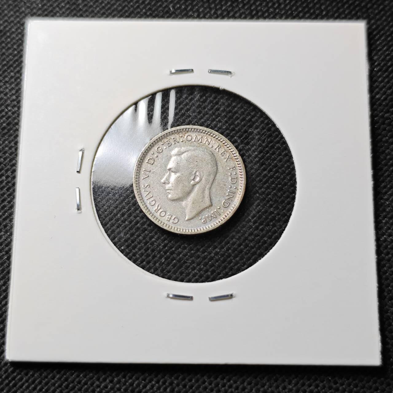 KK钱币收藏小铺  第373场  2月预留时间 周末发货  1948澳大利亚3便士银币