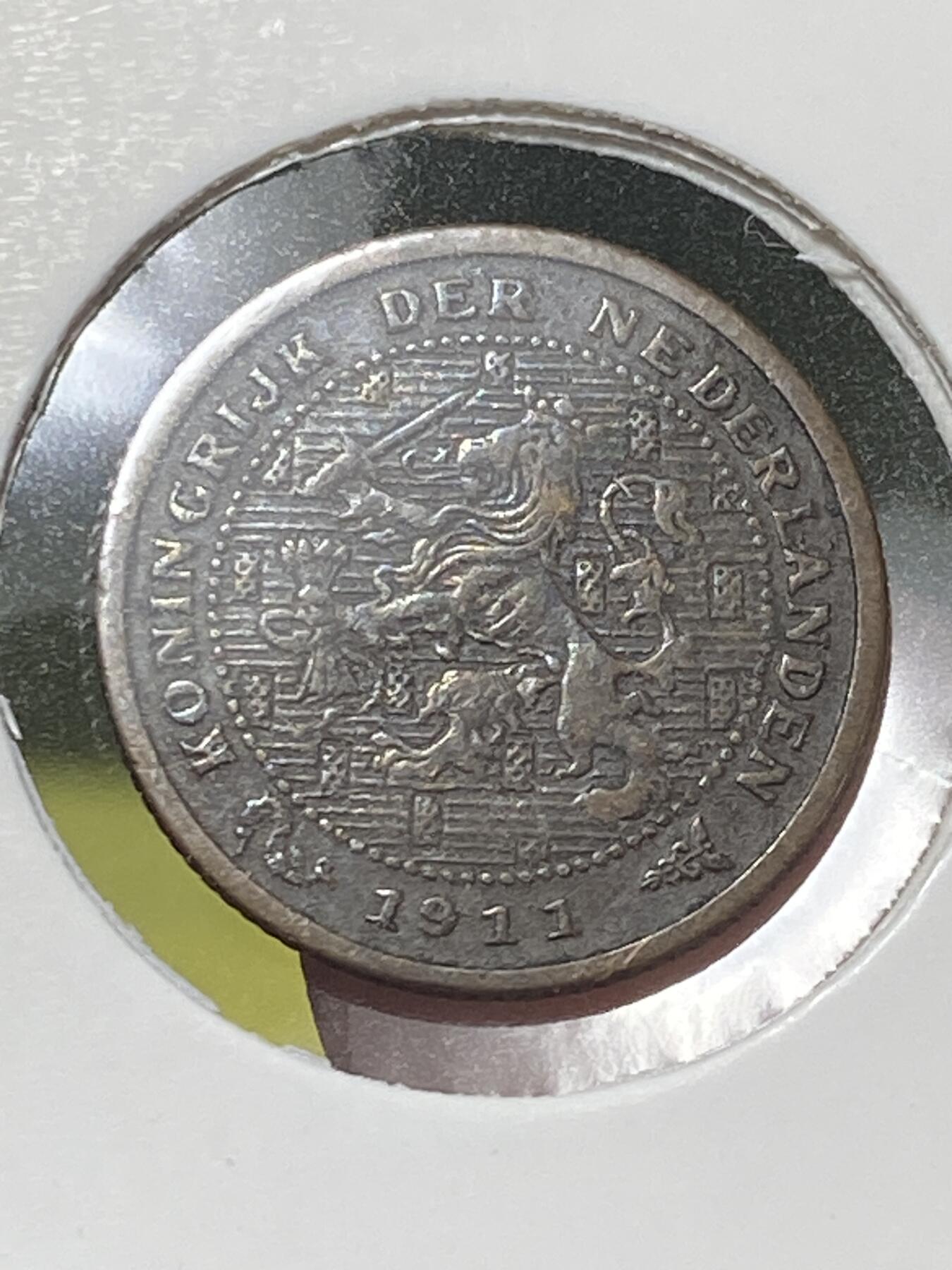 2025年第一百三十场(总第一百五十六场）外国好品纸夹散币场(免佣金) 稀少好品–荷兰🇳🇱1911年1/2分(威廉明娜女王第三版，15面大盾版本，Seahorse 海马标)