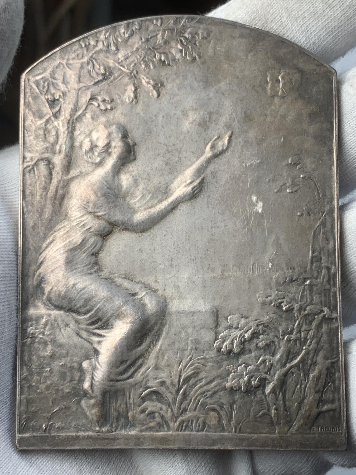 掌中浮雕-藏着的欧洲第042场 比利时煤气公司一战参战员工奖牌, 61*83mm，128g，原盒有破损，卡扣扣不住