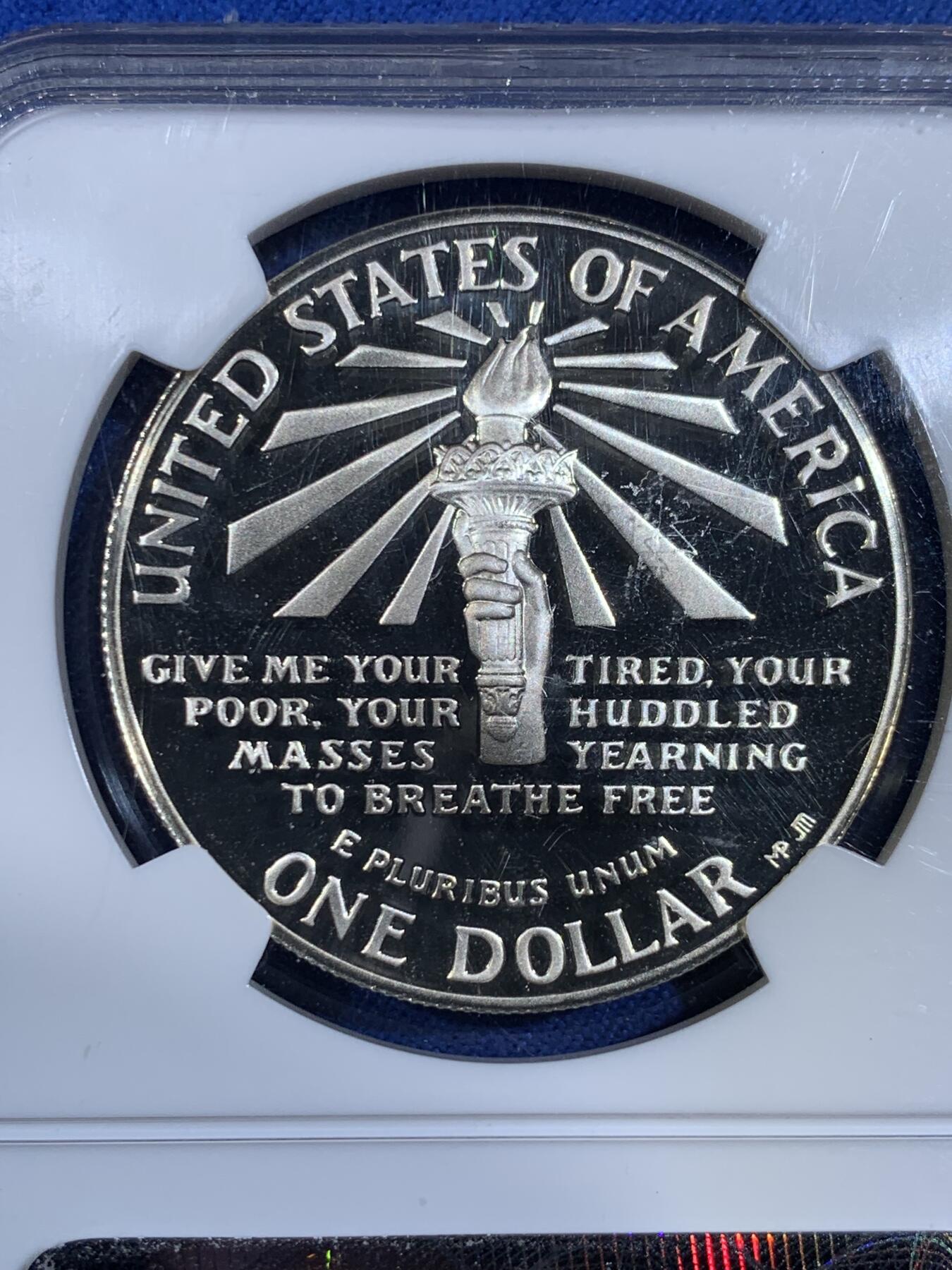 《竞宝斋》第439场 周日，周一，周二 3场连拍 （全场包邮） NGC PF69UC 美国1986年自由女神百年磨砂纪念银币