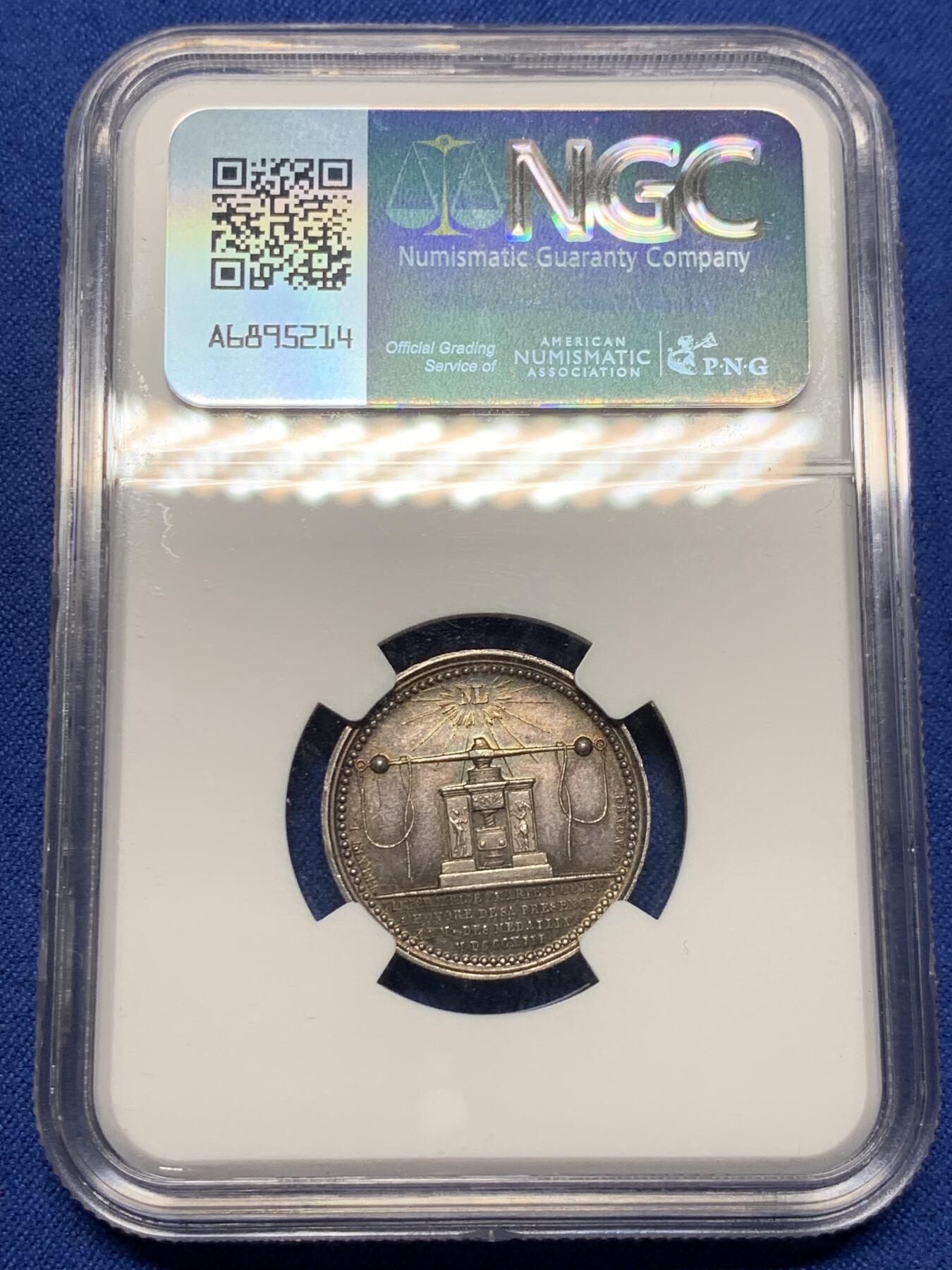 《竞宝斋》第439场 周日，周一，周二 3场连拍 （全场包邮） NGC MS62 法国1813年玛丽·路易丝皇后视察巴黎造币厂纪念银章 原铸