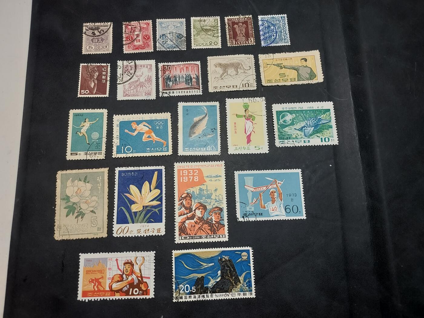 博彦收藏  TM 11月22日 8点 邮票专场 日本/韩国旧票22枚，个别瑕疵，大部分上品