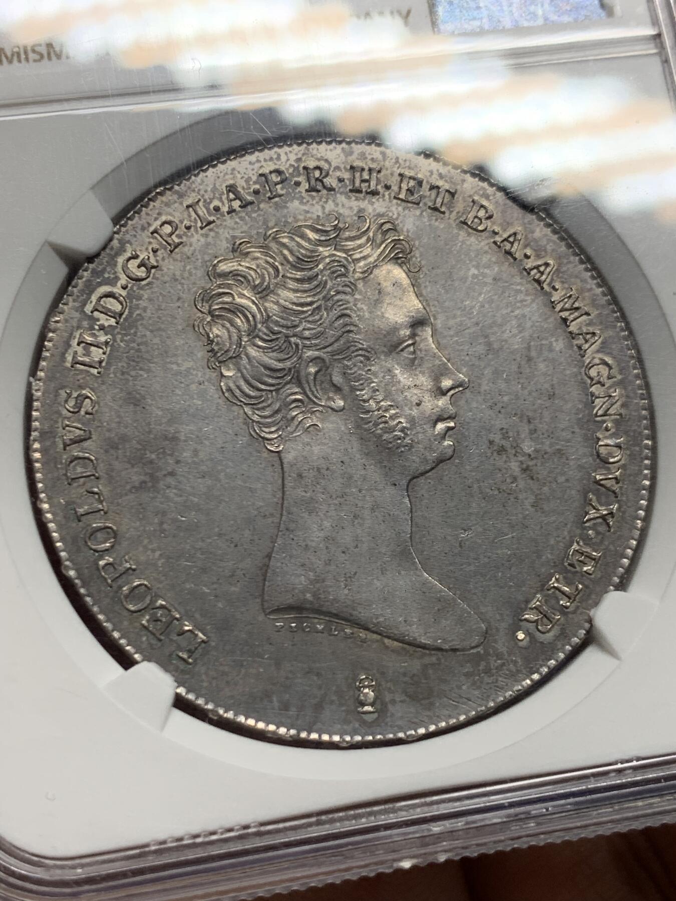 《竞宝斋》第439场 周日，周一，周二 3场连拍 （全场包邮） NGC MS61 意大利托斯卡纳 1834年 利奥波多二世 4Fiorino 罕见品种 打制状态优秀 深打极其少见 意邦核心 成交记录稀缺