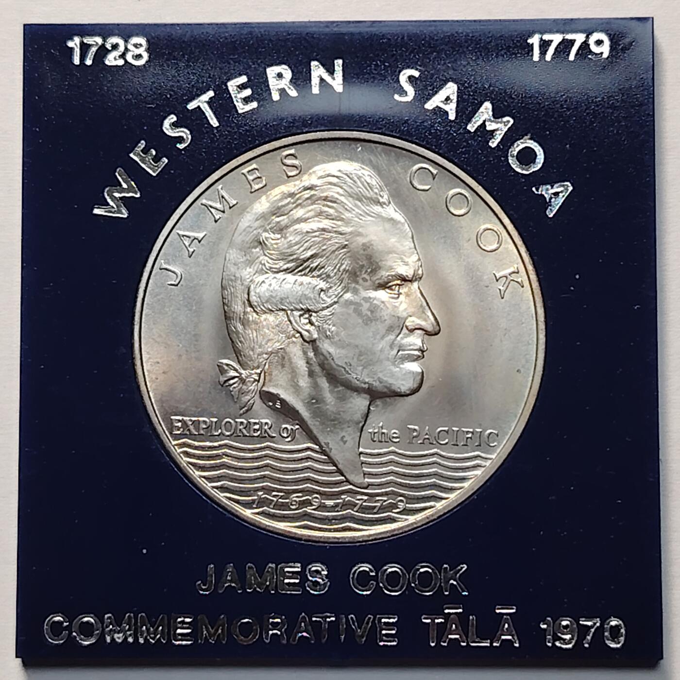布加迪🐬～世界钱币(上海)🌾第 260 期 /  各国套币和散币 西萨摩亚群岛 1970年 1元 克朗币 库克船长头像