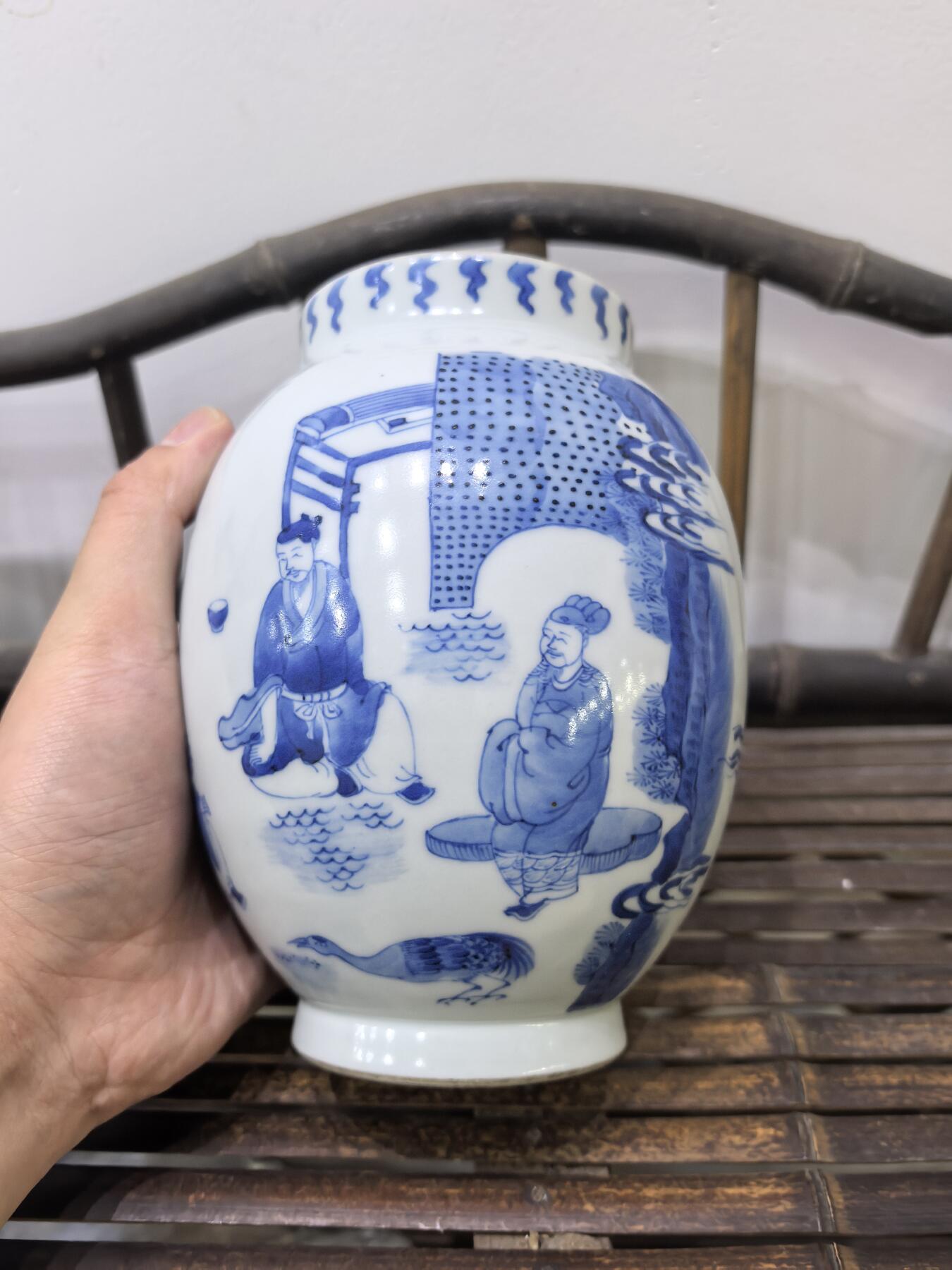 兰馨堂瓷器专场 回流青花人物罐