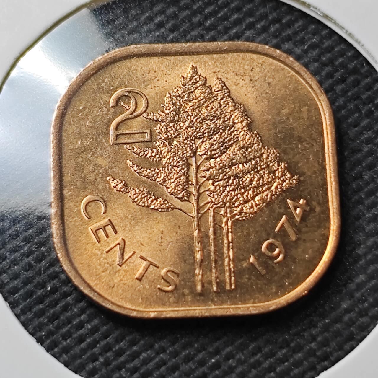 KK钱币收藏小铺  第372场  2月预留时间 周末发货  斯威士兰2分铜币 好品