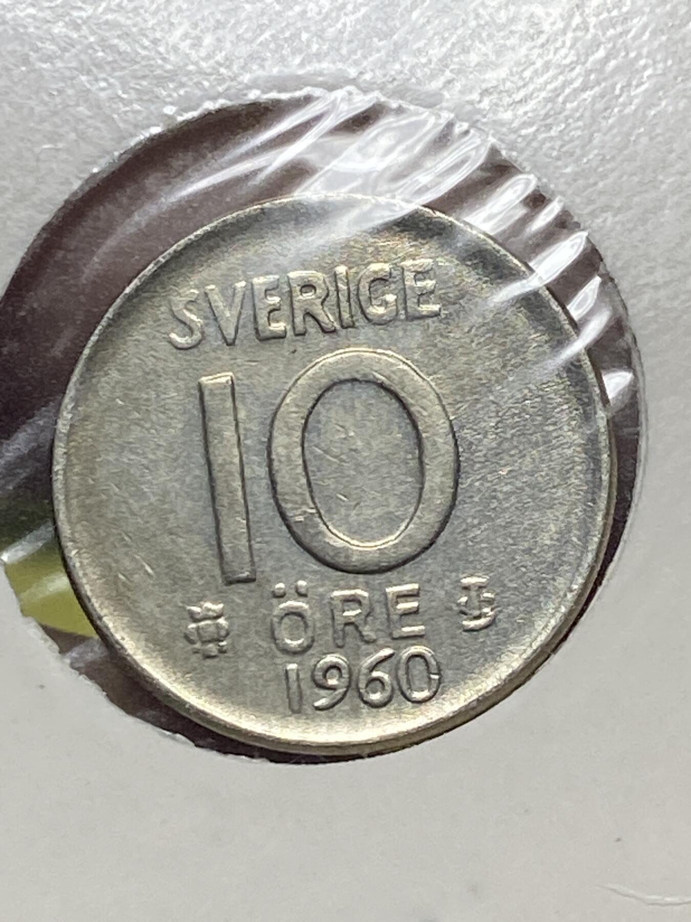 2025年第一百三十场(总第一百五十六场）外国好品纸夹散币场(免佣金) 原光好品–瑞典🇸🇪1960年10欧尔银币(古斯塔夫六世第一版，TS标，400银)