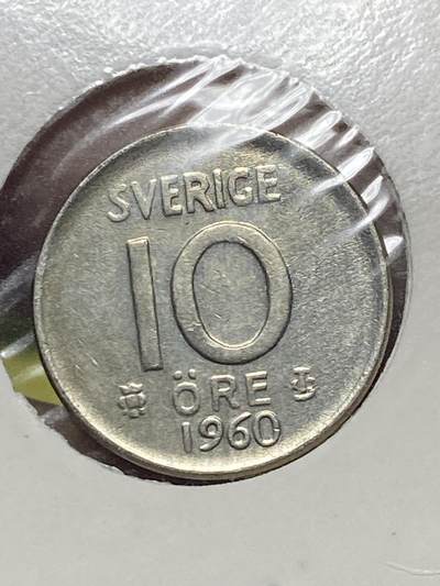 2025年第一百三十场(总第一百五十六场）外国好品纸夹散币场(免佣金) - 原光好品–瑞典🇸🇪1960年10欧尔银币(古斯塔夫六世第一版，TS标，400银)