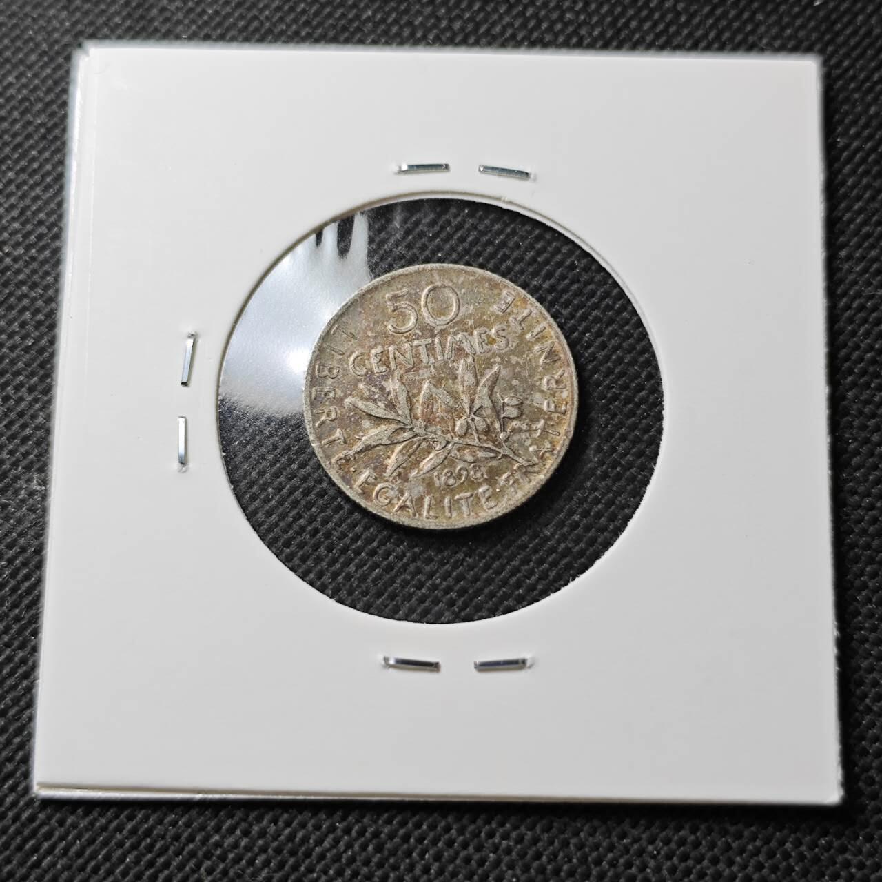 KK钱币收藏小铺  第373场  2月预留时间 周末发货  1898法国50分银币