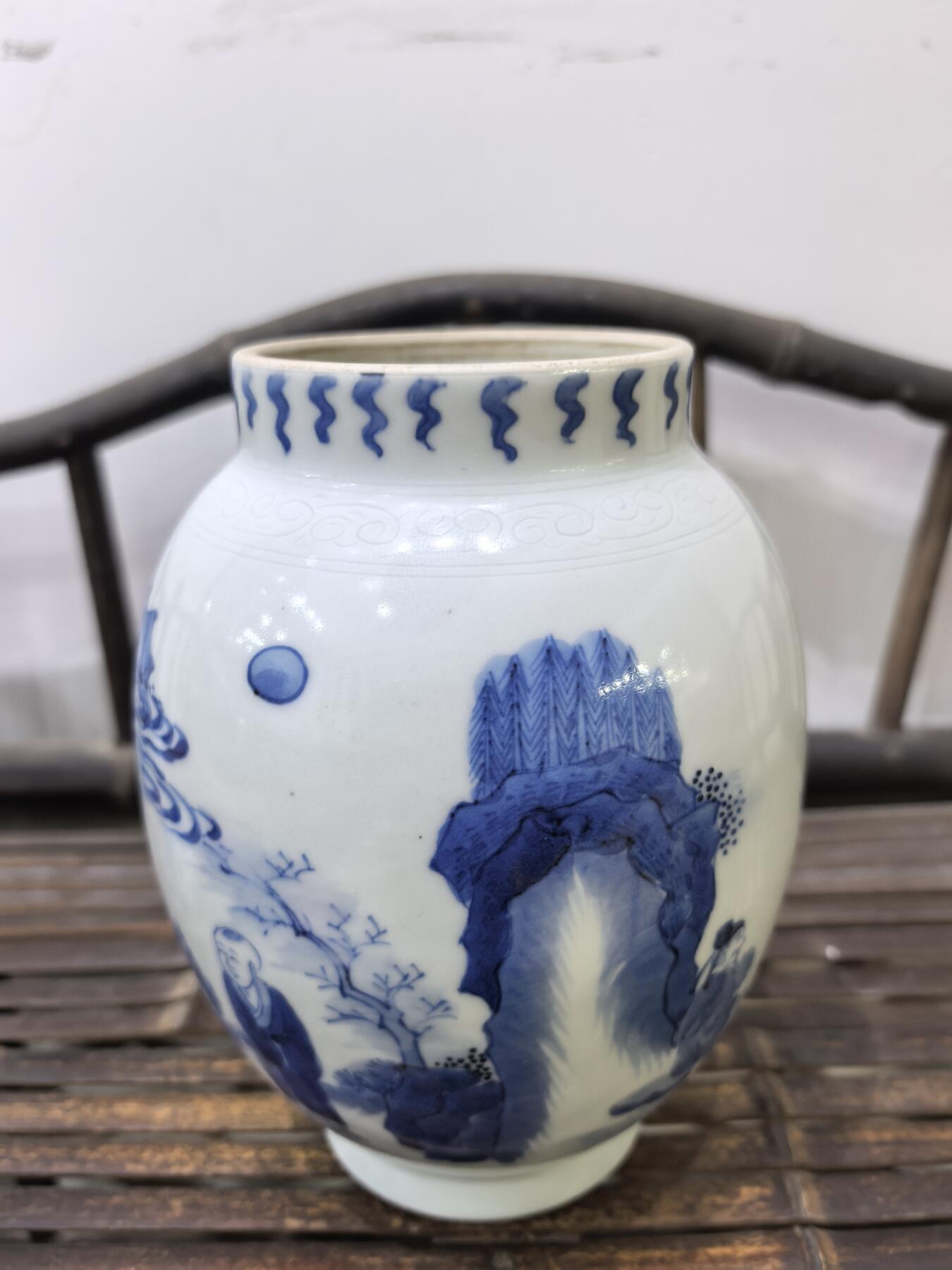 兰馨堂瓷器专场 回流青花人物罐