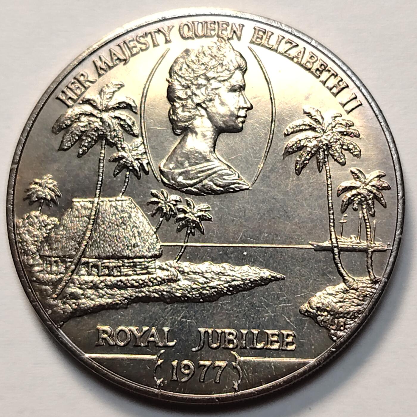 布加迪🐬～世界钱币(上海)🌾第 260 期 /  各国套币和散币 西萨摩亚群岛 1977年 1元 克朗币