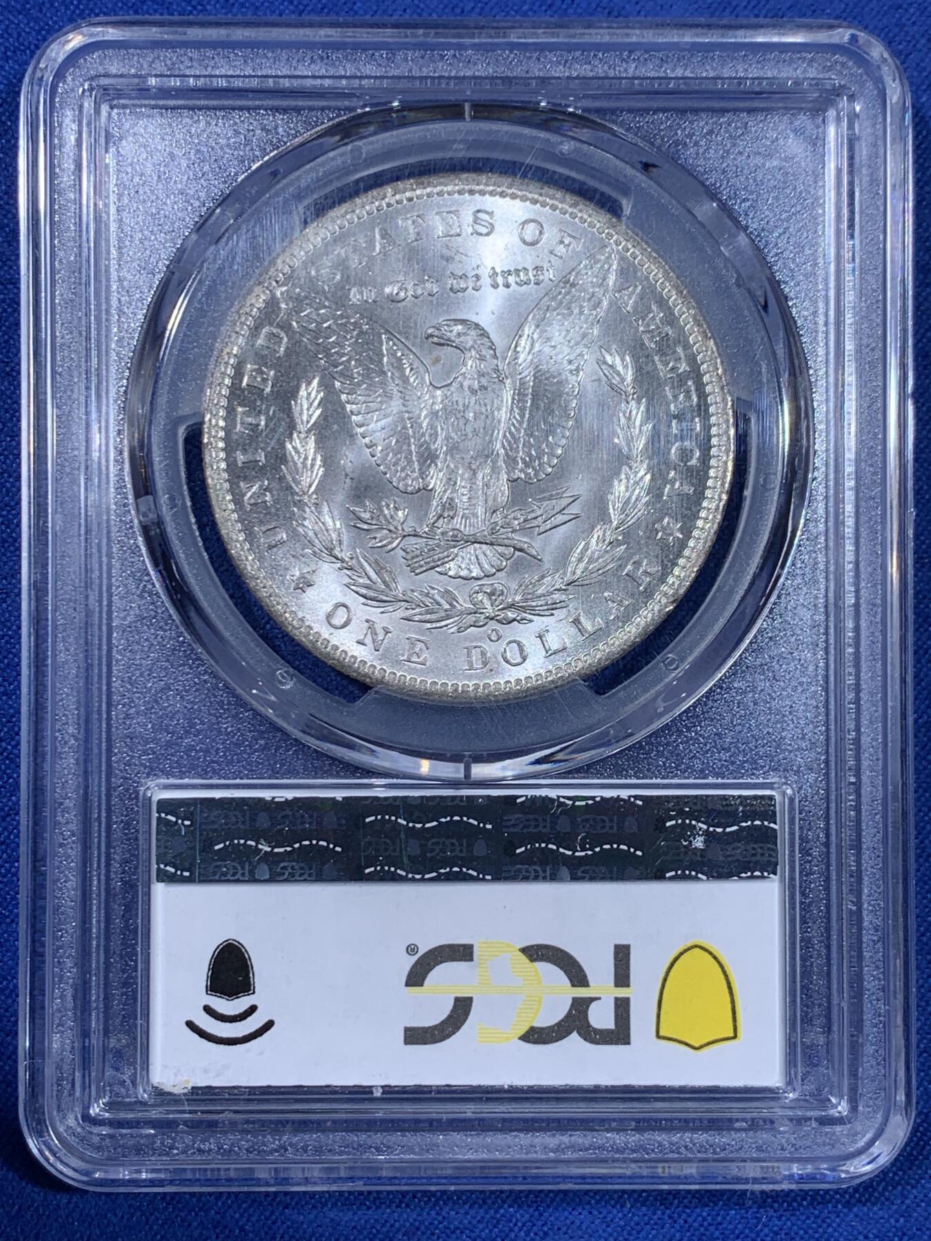 《竞宝斋》第439场 周日，周一，周二 3场连拍 （全场包邮） PCGS MS64 美国1885年摩根1美元银币 淡黄包浆，标准64分状态，转光极佳