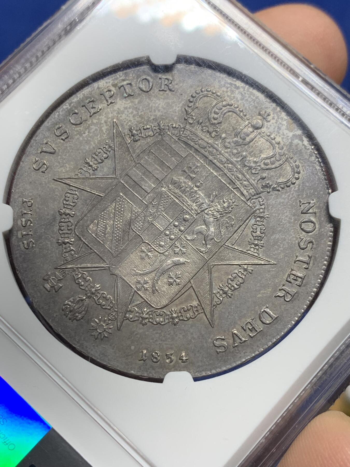 《竞宝斋》第439场 周日，周一，周二 3场连拍 （全场包邮） NGC MS61 意大利托斯卡纳 1834年 利奥波多二世 4Fiorino 罕见品种 打制状态优秀 深打极其少见 意邦核心 成交记录稀缺