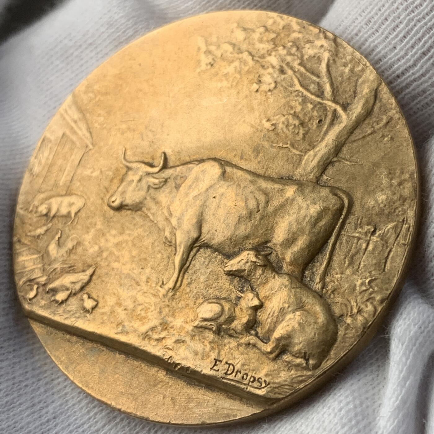 掌中浮雕-藏着的欧洲第042场 法国农业镀金铜章，44mm，40g