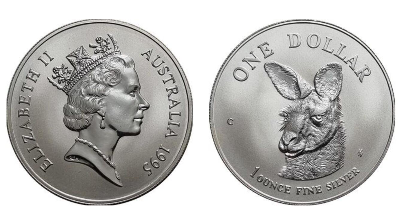 PThappally收藏第54次拍卖，英联邦地区硬币纸币 澳大利亚 1995 1元  袋鼠主题  1 盎司纯银纪念币 TQG MS 69