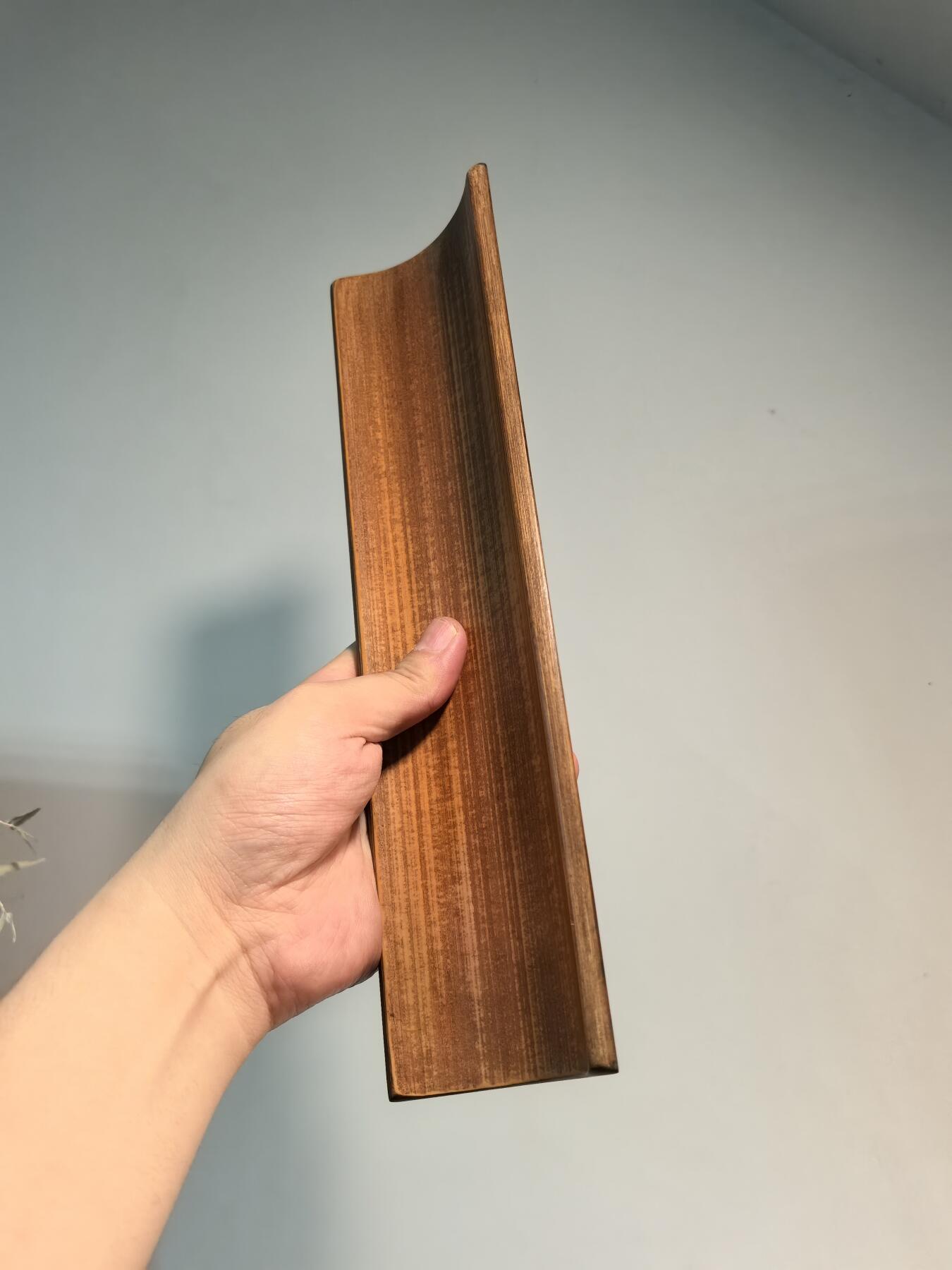 兰馨堂古玩杂项专场 老竹雕诗文合和二仙诗文臂搁镇纸摆件 