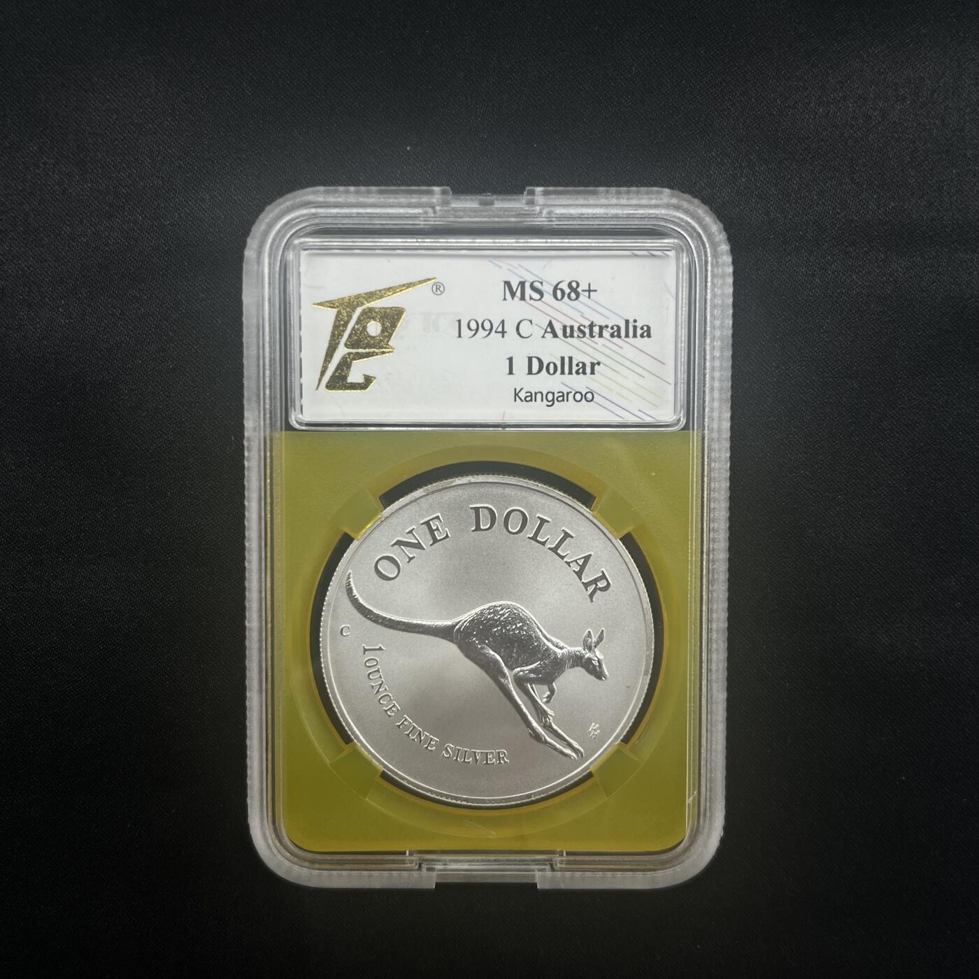 PThappally收藏第54次拍卖，英联邦地区硬币纸币 澳大利亚 1994  1元 袋鼠主题  1 盎司纯银纪念币 TQG MS 68+