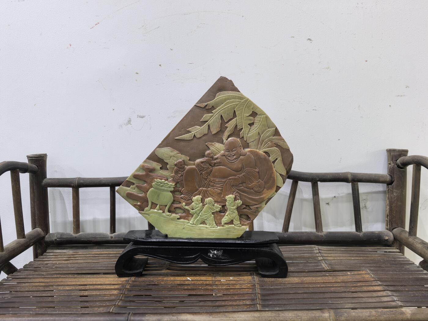 兰馨堂古玩杂项专场 祁阳石笑佛石雕摆件