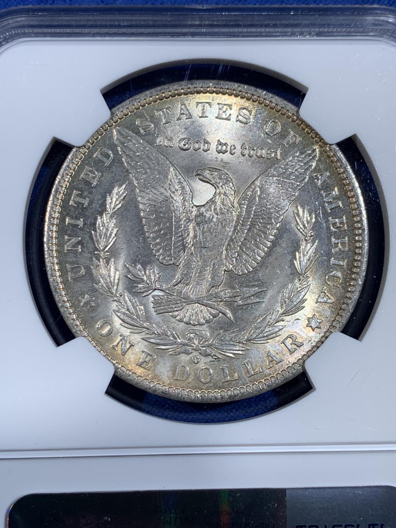 《竞宝斋》第439场 周日，周一，周二 3场连拍 （全场包邮） NGC MS62 美国1884年摩根1美元银币 卷拆白币 品相很不错 银价高涨 通货裸币逼近300 62分算是超值的选择