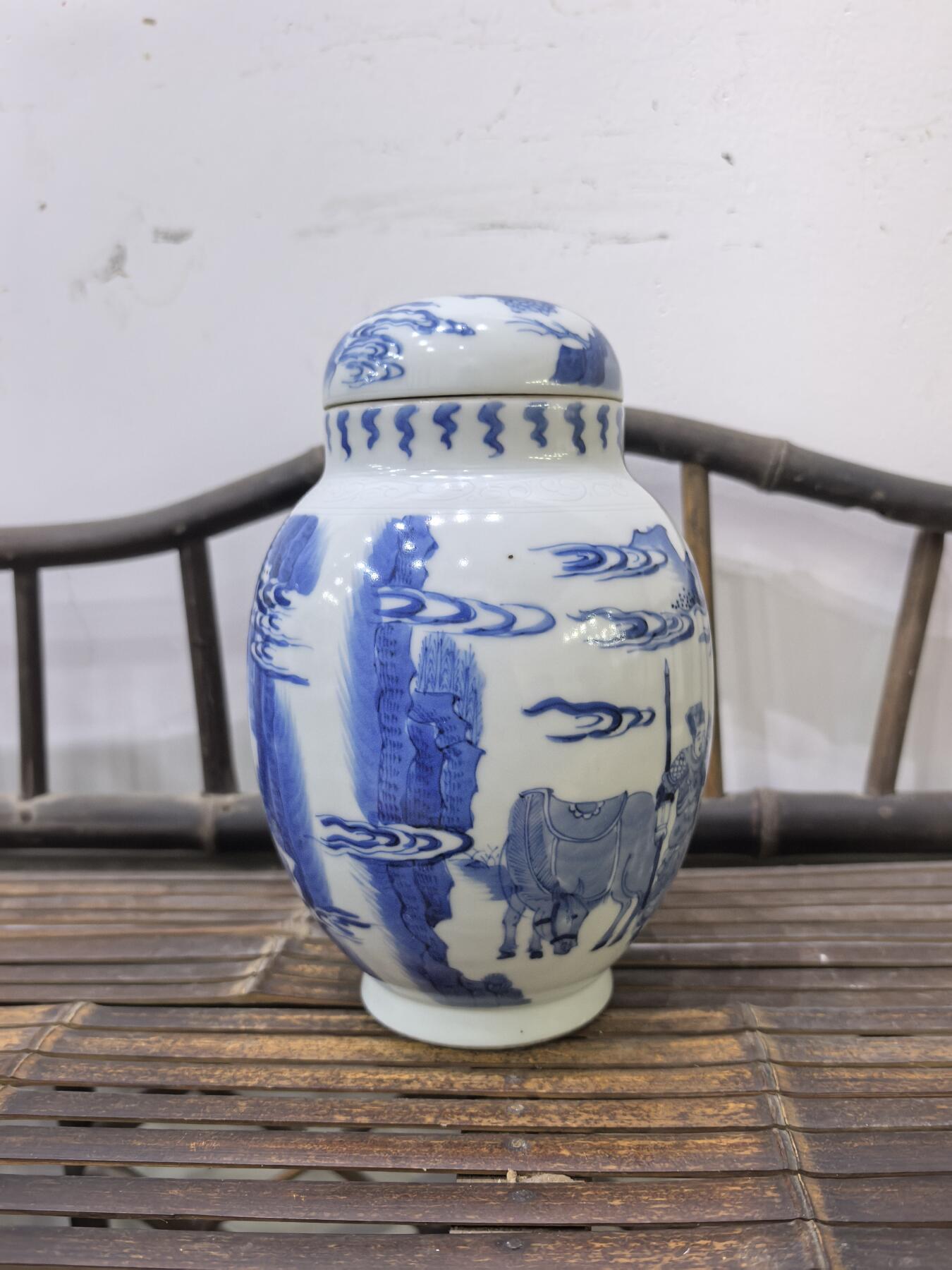 兰馨堂瓷器专场 回流青花人物罐