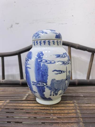 回流青花人物罐