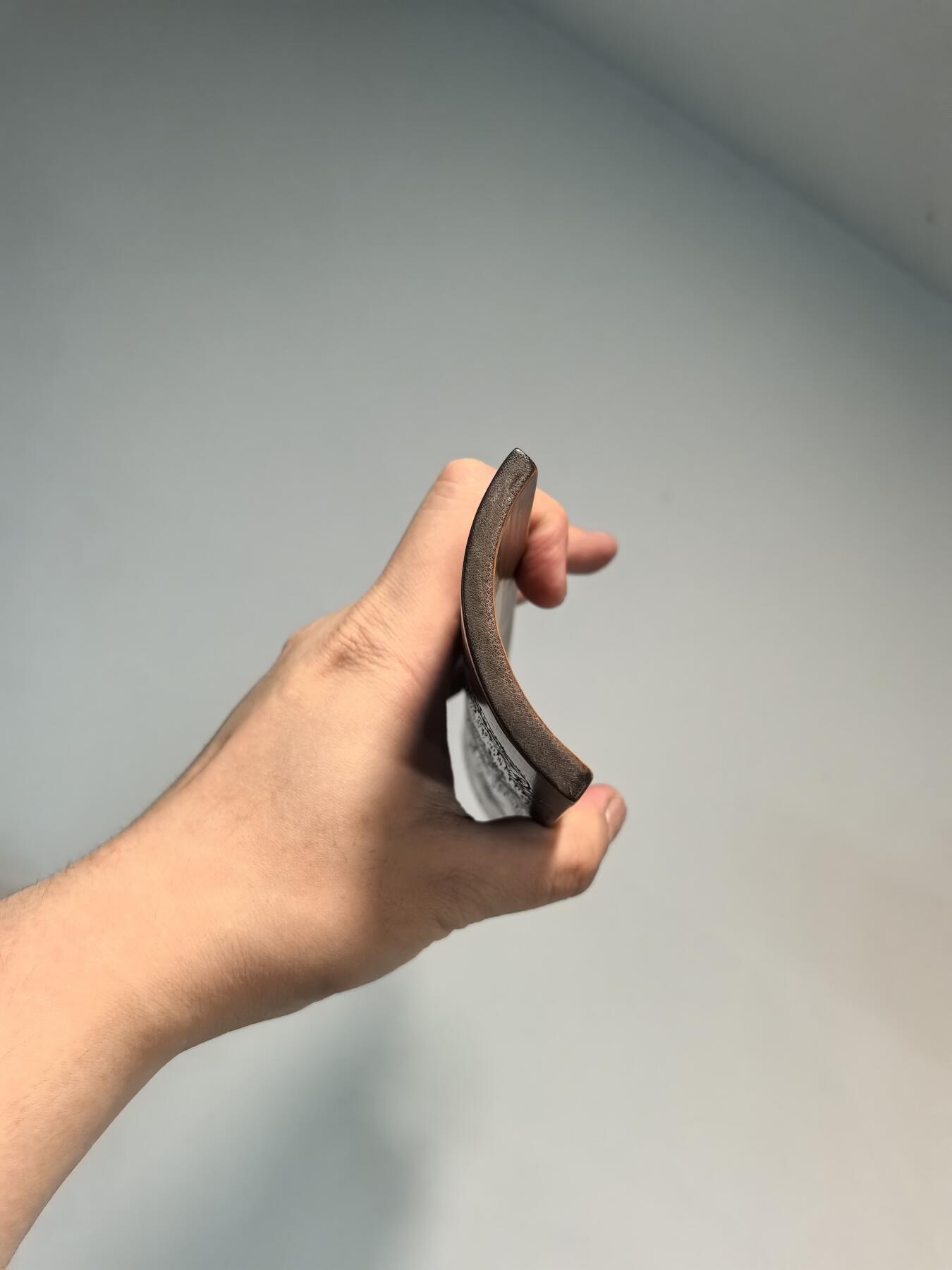 兰馨堂古玩杂项专场 老竹雕风景诗文双面臂搁镇纸摆件 