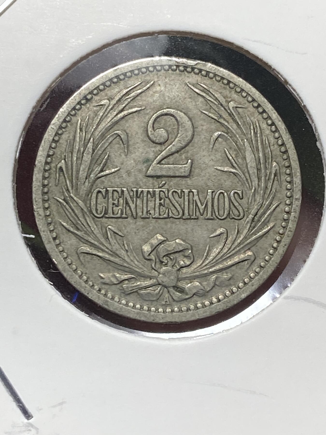 2025年第一百三十场(总第一百五十六场）外国好品纸夹散币场(免佣金) 少见好品–乌拉圭🇺🇾1901年2分(A标，德国柏林亚伦·赫希父子公司造)