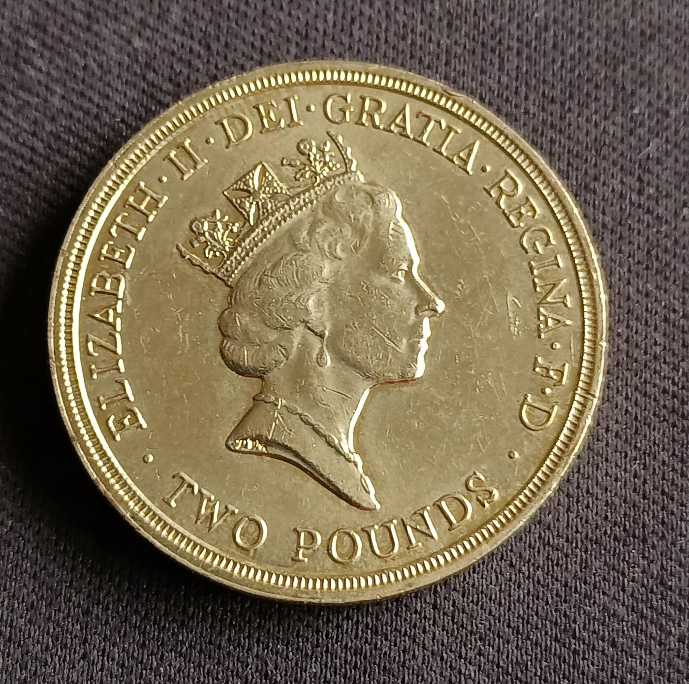 【游宝拍卖】乙巳蛇年88期 佣金1+6% 英国-2镑 1989年 权利法案300周年纪念币