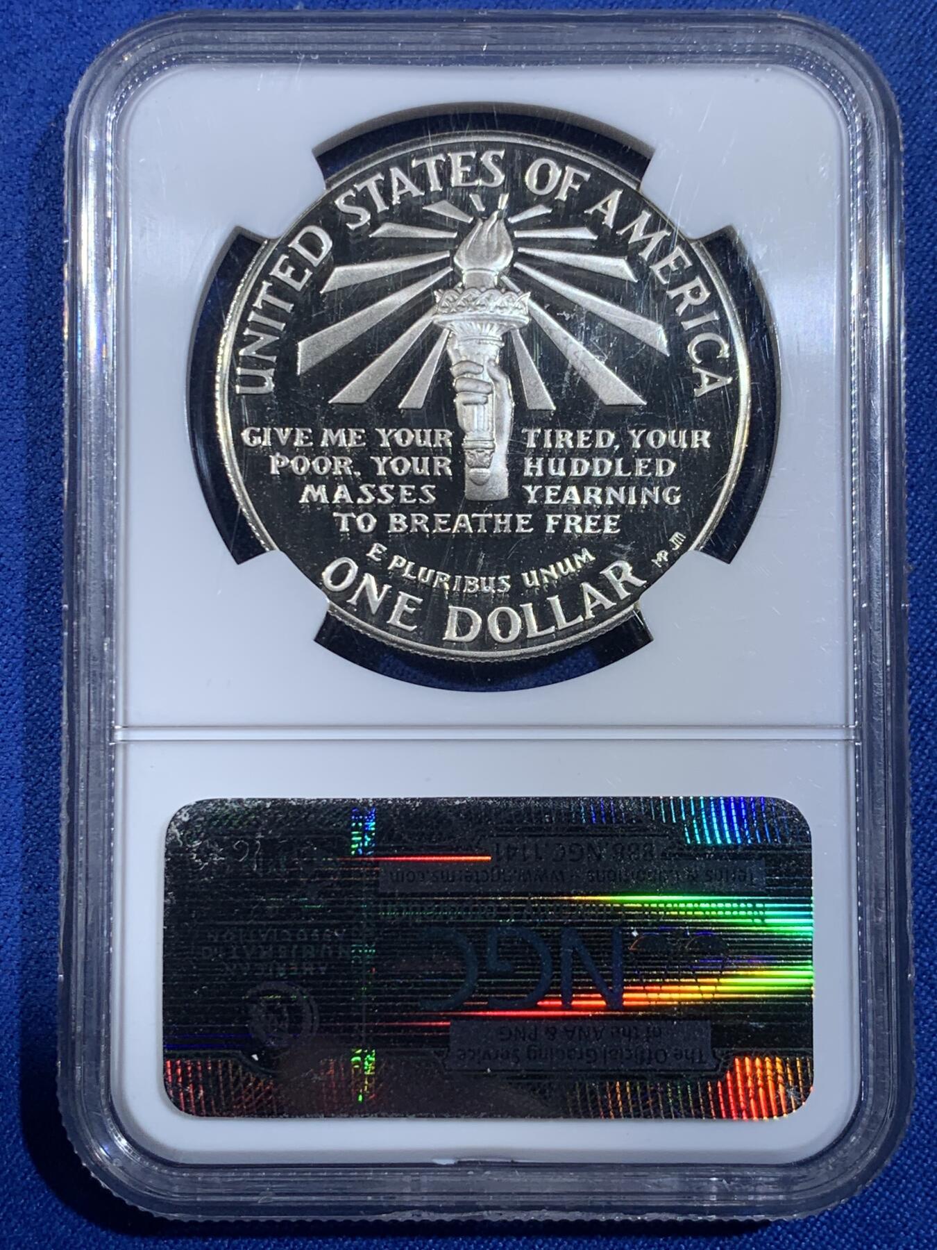 《竞宝斋》第439场 周日，周一，周二 3场连拍 （全场包邮） NGC PF69UC 美国1986年自由女神百年磨砂纪念银币