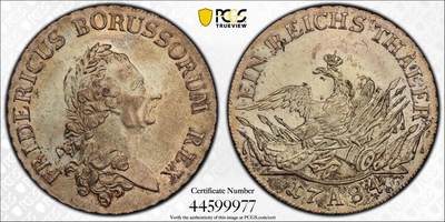 万国钱币拍卖第055期 - PCGS MS62 1784年德国普鲁士腓特烈大帝腓特烈二世鹰炮大泰勒 普鲁士大名誉品种 全深打原光原味 PC冠军分&官网广告币