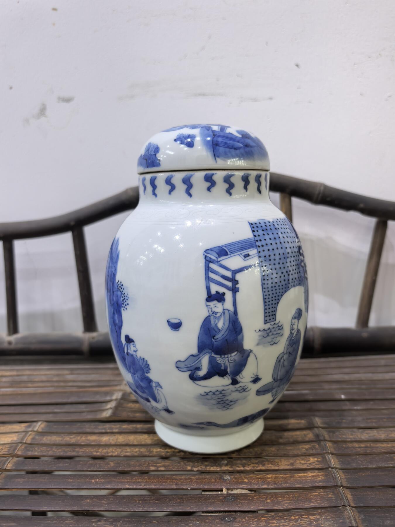 兰馨堂瓷器专场 回流青花人物罐